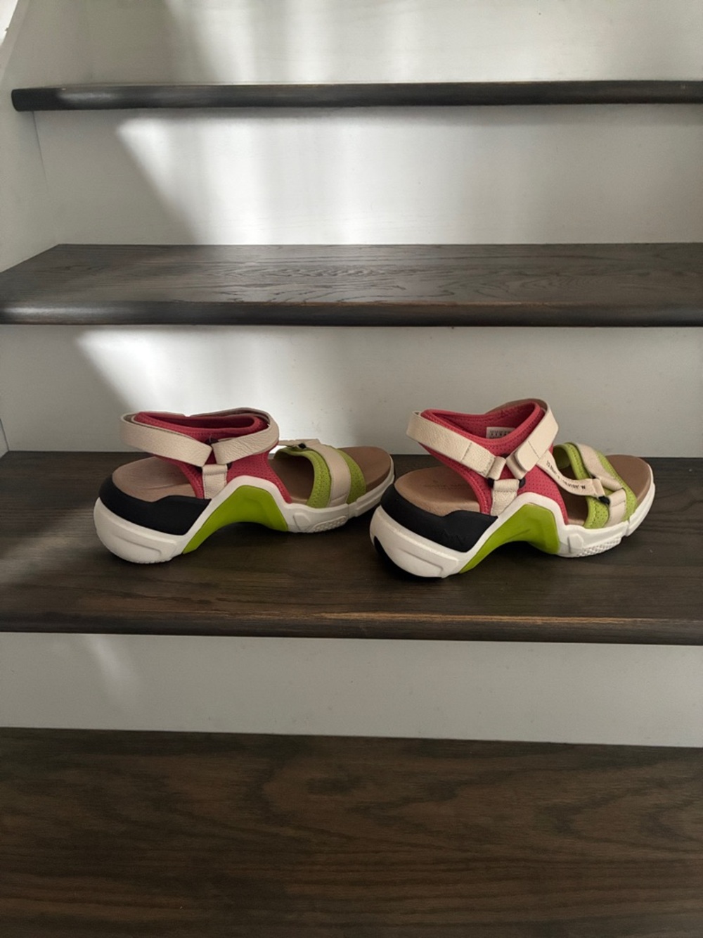 Mark Nason Pink, Green & Cream Sporty Chunky Sandals